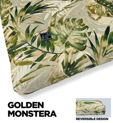 The Muttress Dog Bed in Golden Monstera